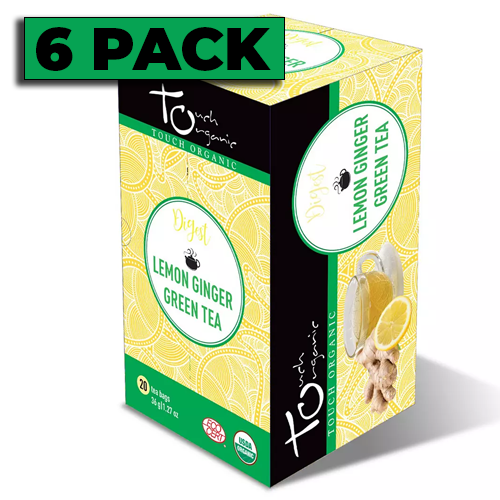 Touch Organic - Digestion Lemon Ginger Green Tea 20 bags - 6 PACK CASE